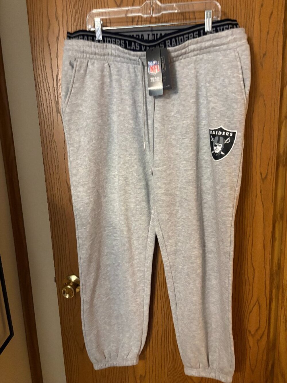 Women's 1X Raiders NFL Team Apparel grey Double Waistband Joggers/Sweatpants